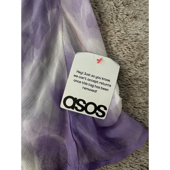 ASOS DESIGN Petite chiffon scoop neck midi slip dress purple tie dye print 2 New - Picture 4 of 16